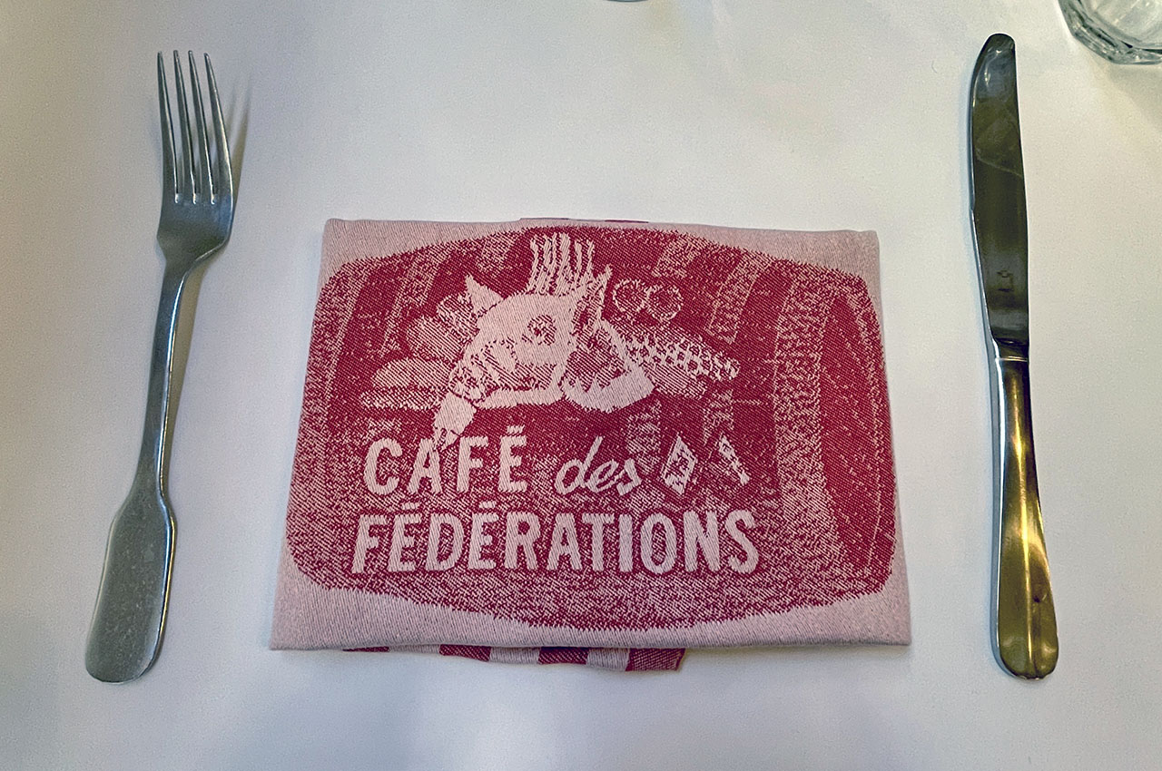 Traditional serviette from cafe des federations in Lyon France
