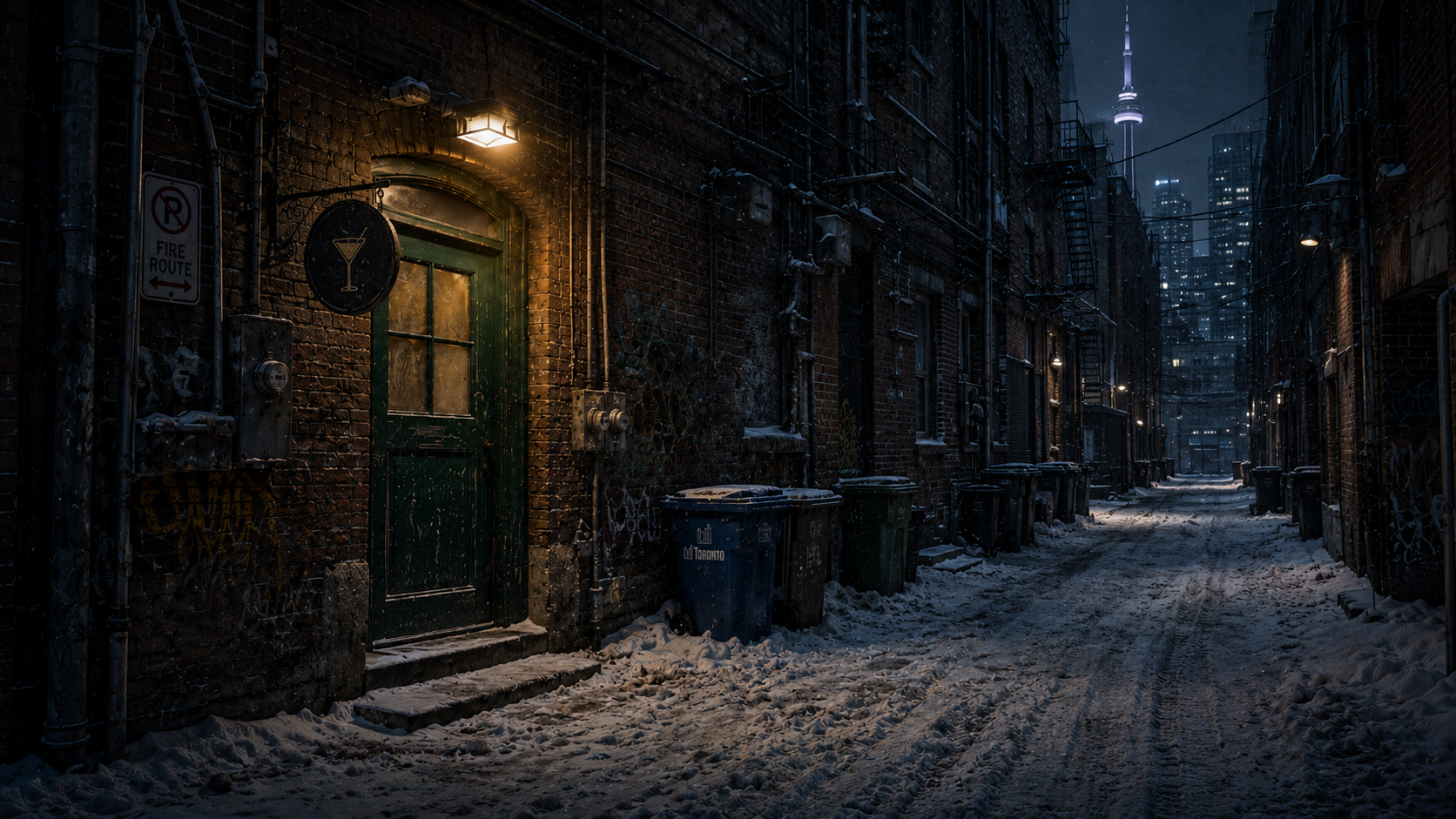 Green Door in an alleyway