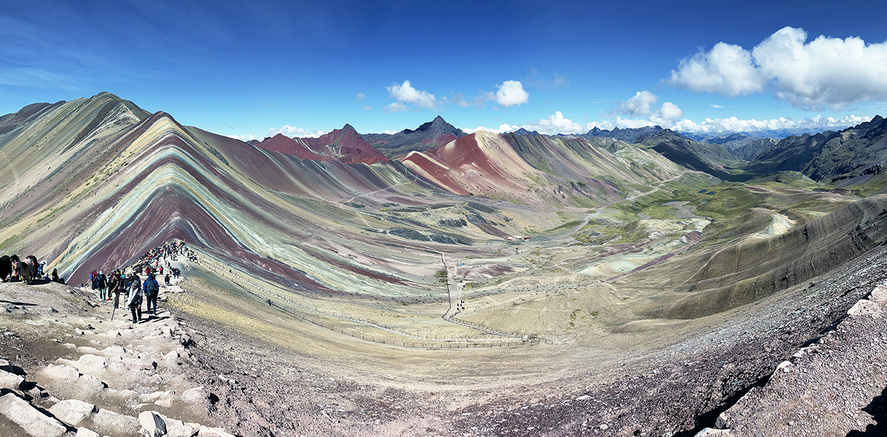 Panoramic view from the top of Rainbow Mountain